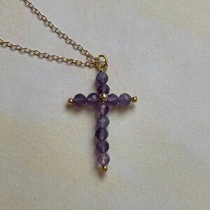 Amethyst Stone Beaded Pendant Chain Necklace NEW